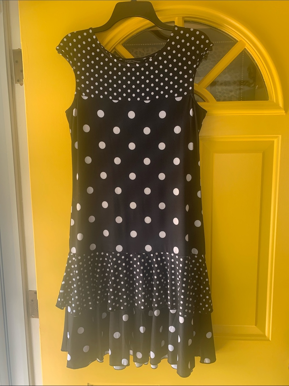Black and White Polka Dot Ruffle Casual Dress